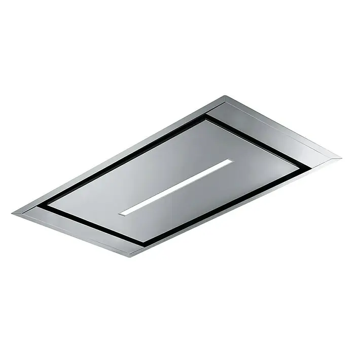Mepamsa Campana para isla Cielo - Ancho: 90 cm, Máx. Potencia del ventilador en modo extracción: 740 m³/h, Acero inoxidable - Campana extractora de techo de acero inoxidable con iluminación LED. Asegura un aire limpio en la cocina y llama la atención.