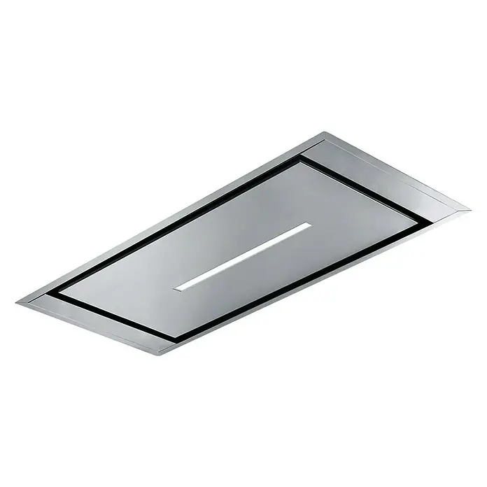 Mepamsa Campana para isla Cielo - Ancho: 120 cm, Máx. Potencia del ventilador en modo extracción: 740 m³/h, Acero inoxidable - Una campana extractora rectangular moderna con un diseño elegante e iluminación LED integrada, creando un ambiente de cocina estiloso.