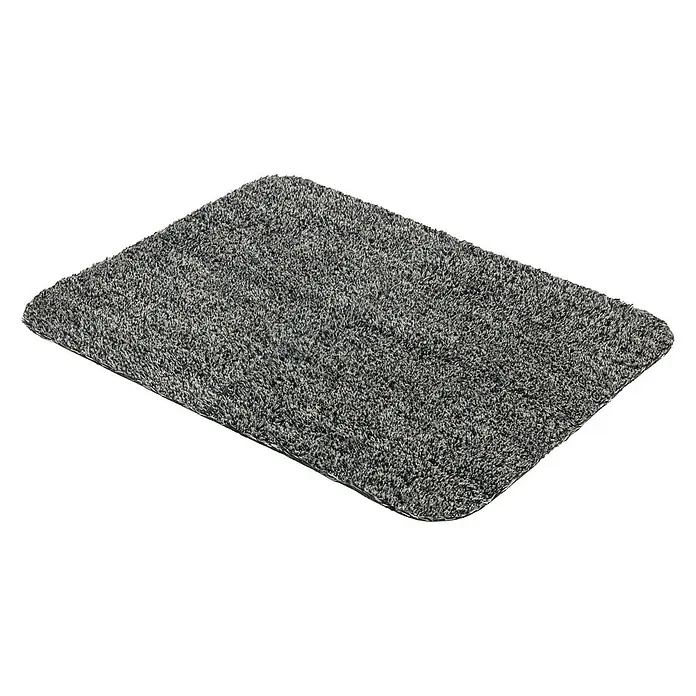 Astra Fußmatte Entra Saugaktiv - Anthrazit, 60 x 75 cm, Material Nutzschicht: 100 % Baumwolle - Graue, rechteckige Fußmatte mit unregelmäßiger Textur, ideal für Eingänge oder Badezimmer, um Schmutz und Feuchtigkeit aufzufangen.