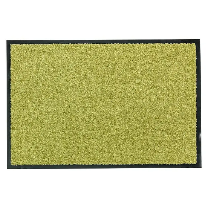 Astra Schmutzfangmatte Proper Tex - Grün, 40 x 60 cm, Material Nutzschicht: 100 % Polyamid - Nahaufnahme einer rechteckigen, grünen Fußmatte mit einem schwarzen Rand auf schwarzem Hintergrund, die sich ideal für den Innenbereich eignet.