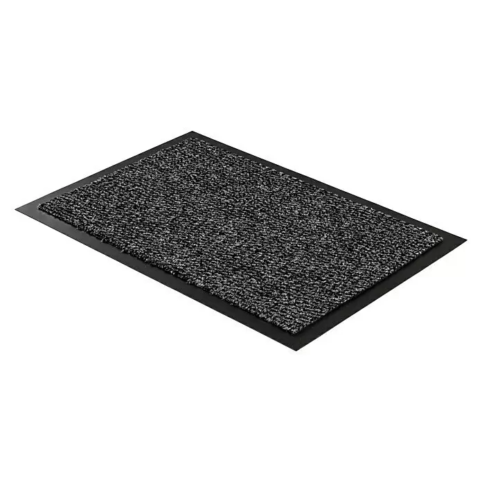 Schmutzfangmatte Azurit - 120 x 80 cm, Grau, Material Nutzschicht: 100 % Polypropylen - Rechteckige dunkelgrau-grau melierte Fußmatte mit schwarzem Gummirand.