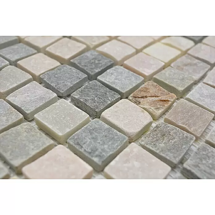 Mosaikfliese Quadrat XQM 10XS - 30,5 x 30,5 cm, Beige/Grau, Matt - Detailaufnahme