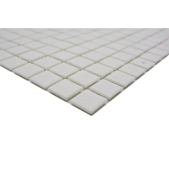 Mosaikfliese Quadrat Uni - 32,7 x 30,5 cm, Weiß, Matt - Nahaufnahme eines Mosaikfliesen-Blatts mit quadratischen, matten, weißen Fliesen, ideal für moderne und minimalistische Designs.