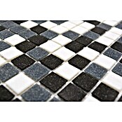 Mosaikfliese Quadrat Mix  (32,7 x 30,5 cm, Schwarz/Grau/Weiß)