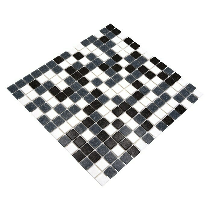 Mosaikfliese Quadrat Mix  (32,7 x 30,5 cm, Schwarz/Grau/Weiß)