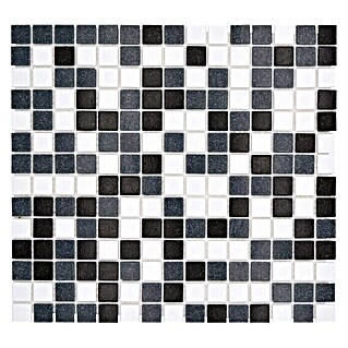 Mosaikfliese Quadrat Mix (32,7 x 30,5 cm, Schwarz/Grau/Weiß, Matt)