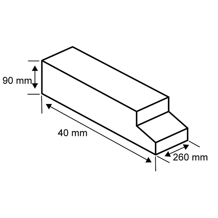 Paulmann Plug & Shine Controller mit Fernbedienung - Max. Leistung: 75 W, Schwarz, IP68 - Isometrische Darstellung eines Werkstücks mit Maßangaben (90 mm, 40 mm, 260 mm). Technische Zeichnung zur Produktdarstellung.