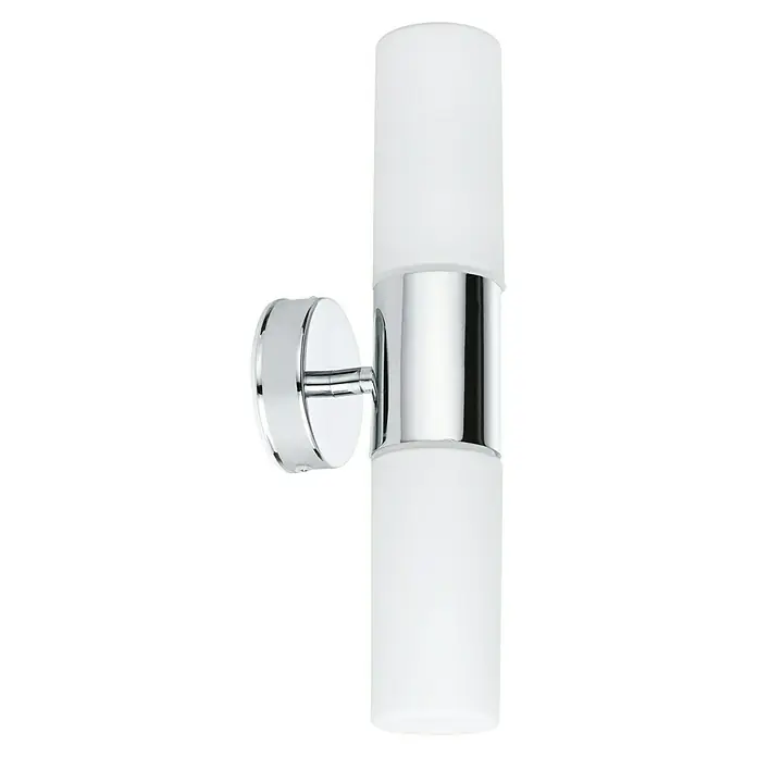 Paulmann Aplique para espejo Lenia - L x An x Al: 10,5 x 33 x 8 cm - Un elegante aplique de pared para baño con pantallas cilíndricas de vidrio blanco y detalles cromados. Diseño elegante para baños modernos.