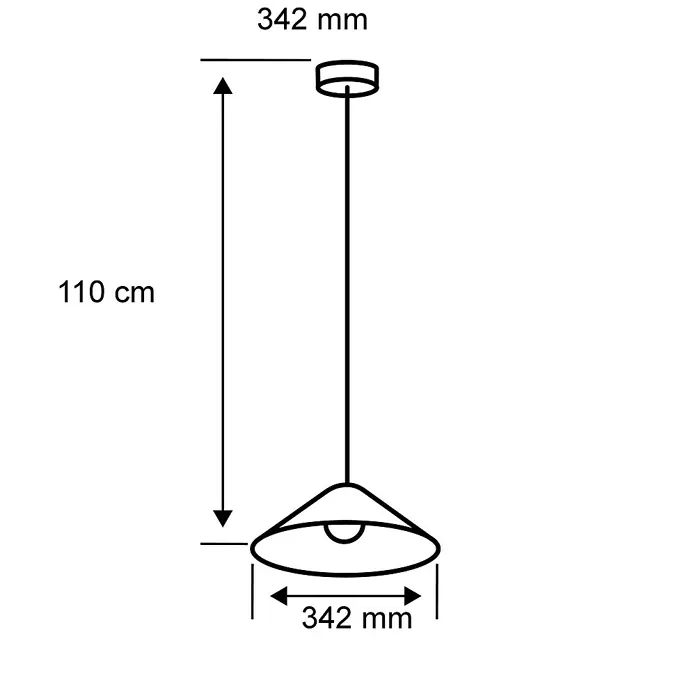 Paulmann Neordic Pendelleuchte - Höhe: 34,2 cm - Abbildung einer Pendelleuchte mit den Maßen 110 cm Höhe und 342 mm Durchmesser. Das Bild zeigt die Abmessungen der Leuchte.
