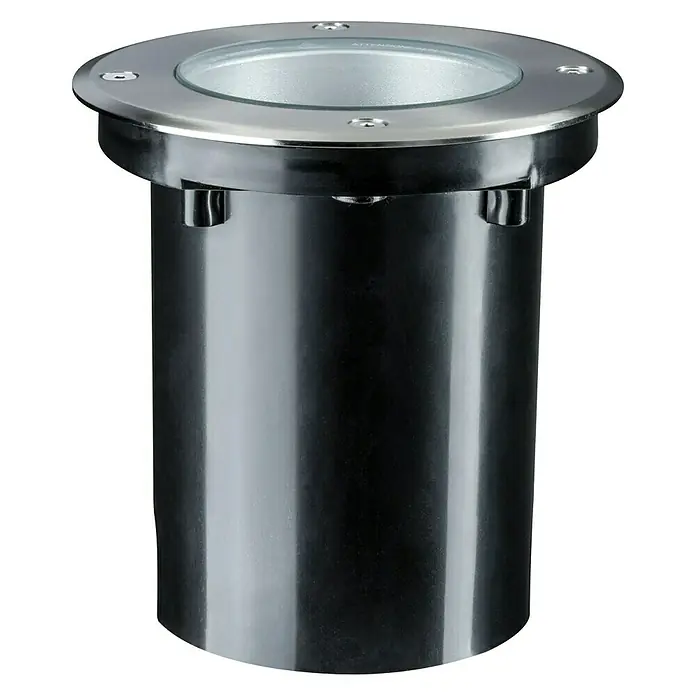 Paulmann Plug & Shine LED-Gartenspot - 6 W, Warmweiß, IP67, Ø x H: 14 x 15 cm, Abstrahlwinkel: 20 ° - Einbauleuchte mit einem runden, metallischen Design und einer robusten zylindrischen Form, ideal für Außenbereiche.