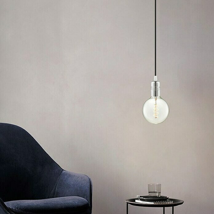 Home Sweet Home Lampenfassung (E27, Farbe: Silber, Metall, Ø x H: 3,8 x 5,9 cm)
