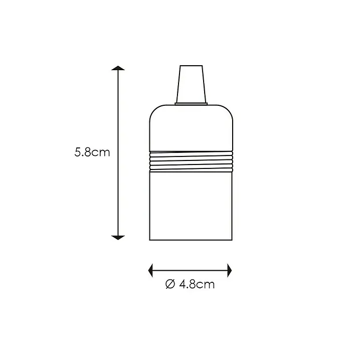 Home Sweet Home Lampenfassung Shine - E27, Farbe: Silber, Metall, Ø x H: 3,8 x 5,9 cm - Technische Zeichnung einer Lampenfassung mit den Maßen 5,8 cm Höhe und 4,8 cm Durchmesser.