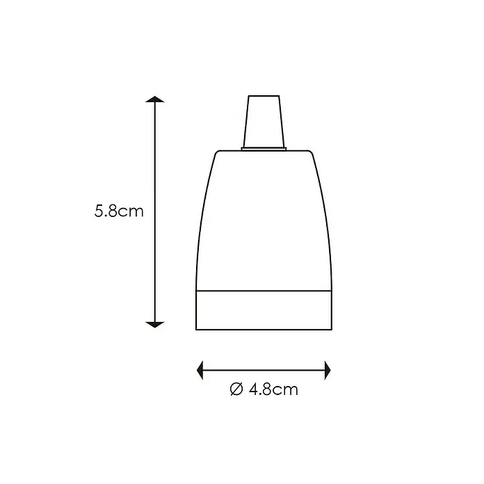 Home Sweet Home Lampenfassung Posh - E27, Weiß, Keramik, Ø x H: 4,8 x 5,8 cm - Schemazeichnung einer Lampenfassung mit den Maßen 5,8 cm Höhe und 4,8 cm Durchmesser, ideal für Beleuchtungsprojekte.
