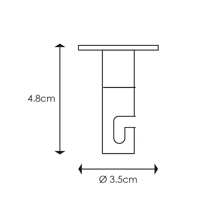Home Sweet Home Deckenhaken - Weiß, Ø x H: 3,5 x 5 cm - Abbildung einer 4,8 cm hohen und 3,5 cm breiten Möbelbefestigung mit Haken.