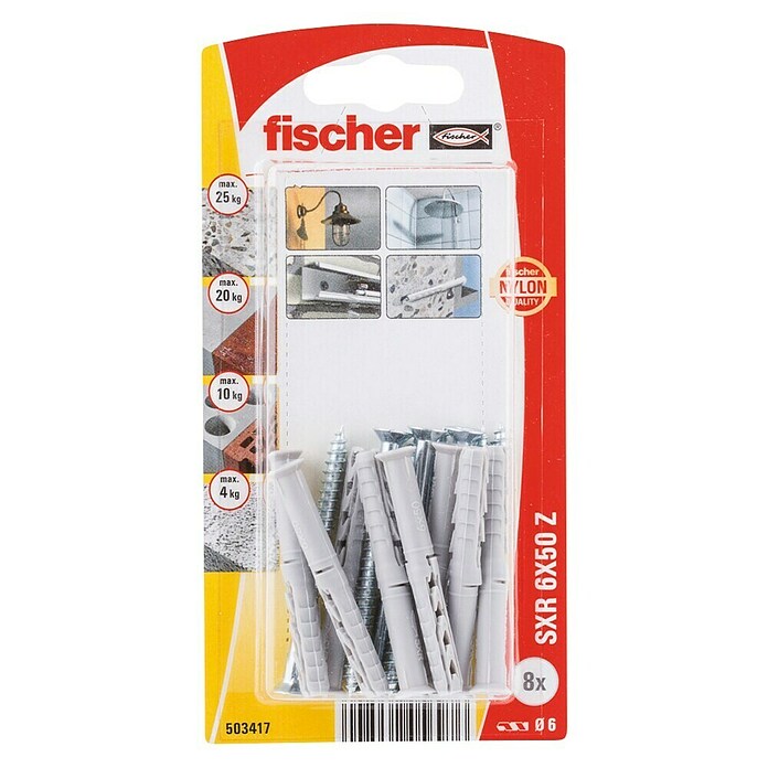 Fischer Constructieplug SXR 6x50 Z K NV (Ø x l: 6 x 50 mm, 8 st., Verzonken kop) | BAUHAUS