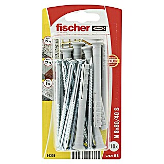 Fischer Spijkerpluggen N 8 x 80/40 S K NV (Ø x l: 8 x 80 mm, 10 st., Verzonken kop)