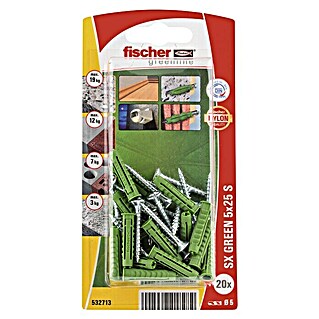 Fischer Pluggen SX Green 5 x 25 S K NV (Ø x l: 5 x 25 mm, 20 st., Nylon)
