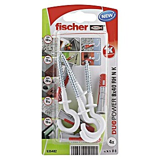 Fischer Universeelpluggen DuoPower 8x40 met nylon ronde haak K (Ø x l: 8 x 40 mm, 4 st.)