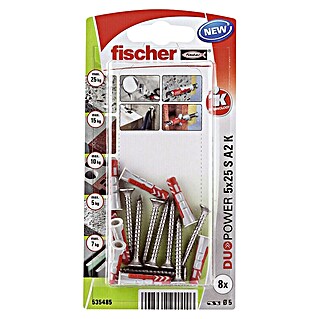 Fischer Pluggen DuoPower 5x25 met rvs A2 schroef (Ø x l: 5 x 20 mm, 8 st.)