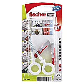 Fischer Pluggen DuoPower 8x40 met nylon ooghaak K (Ø x l: 8 x 40 mm, 2 st.)