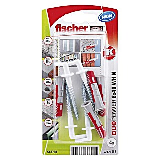 Fischer Pluggen DuoPower 8x40 met nylon winkelhaak K (Ø x l: 8 x 40 mm, 4 st.)