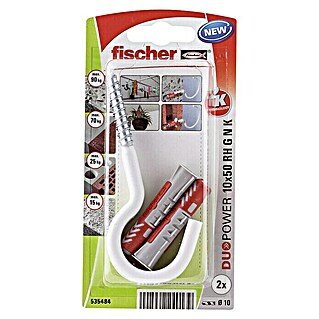 Fischer Pluggen DuoPower 10x50 met nylon grote haak K (Ø x l: 10 x 50 mm, 2 st.)