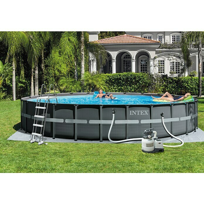 Intex Frame-Pool-Set Ultra Rondo XTRØ x H: 732 x 132 cm, 47,24 m³, Dunkelgrau Mood Shot