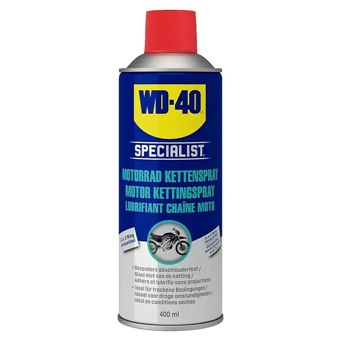 WD-40 Specialist Motorbike Kettenspray Classic - 400 ml - WD-40 Specialist Motorrad Kettenspray für trockene Bedingungen, ideal für die Schmierung und den Schutz von Motorradketten.