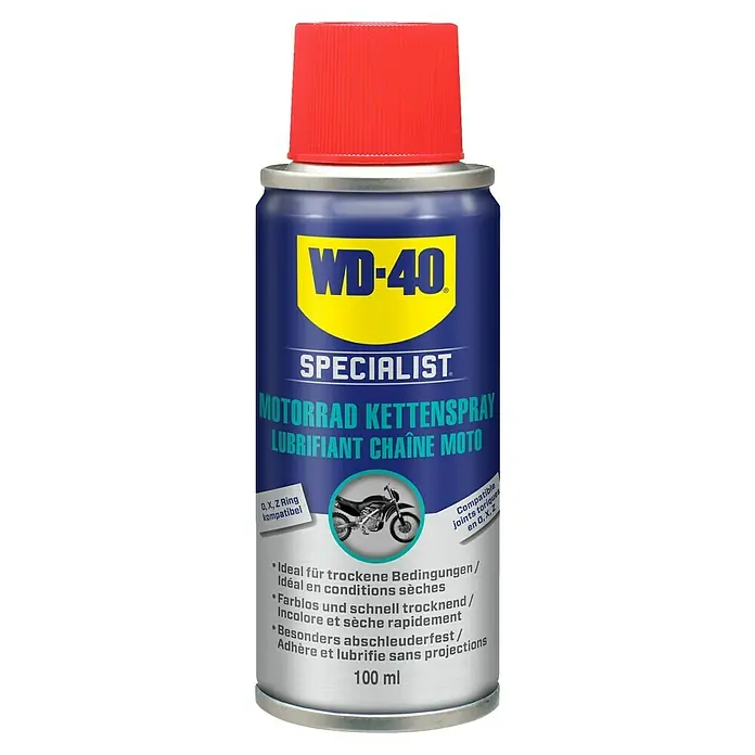 WD-40 Specialist Motorbike Kettenspray Classic - 100 ml - WD-40 Specialist Motorrad Kettenspray, 100 ml Dose mit rotem Deckel. Für trockene Bedingungen und schnelles Trocknen.