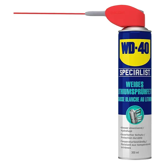 WD-40 Specialist Lithiumsprühfett Smart Straw - Weiß, 300 ml - WD-40 Specialist Weißes Lithiumsprühfett für dauerhaften Schutz und Temperaturbeständigkeit, ideal für vielfältige Anwendungen.