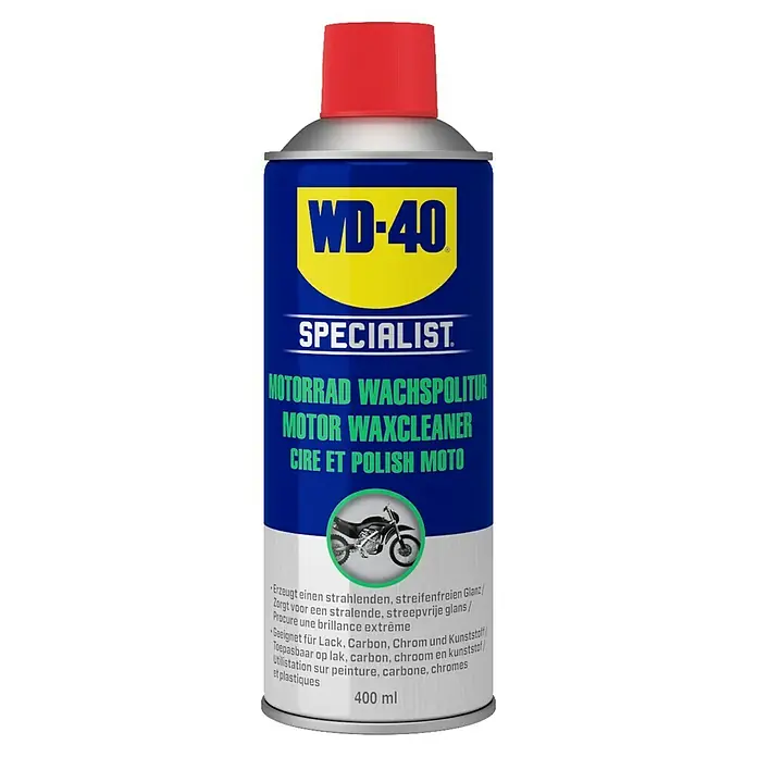 WD-40 Specialist Motorbike Wachspolitur Classic - 400 ml - Abbildung einer Dose WD-40 Specialist Motorrad Wachspolitur, die zum Reinigen und Polieren von Motorrädern verwendet wird.