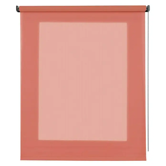 Estor enrollable Soft - An x Al: 160 x 250 cm, Arcilla - Estor enrollable color coral con un panel rectangular más claro en el centro, ideal para control de luz y decoración.
