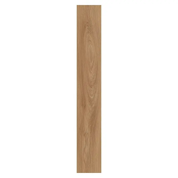 LOGOCLIC Edition Laminat Vinto Sundance Oak - Sundance Oak, Landhausdiele, 1.288 x 195 x 8 mm - Das Bild zeigt eine einzelne, längliche Holzdiele mit einer warmen, natürlichen Holzmaserung und einer glatten Oberfläche.