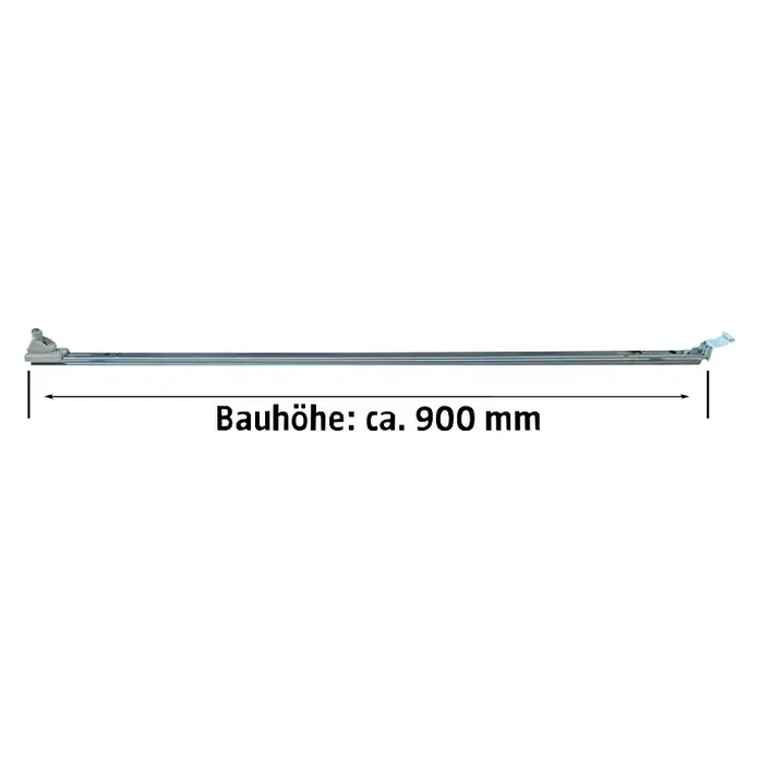 Montageschiene - Bauhöhe: 900 mm - Produktansicht eines ausziehbaren Kleiderbügels für den Kleiderschrank. Die Teleskopstange ist verchromt und stabil.