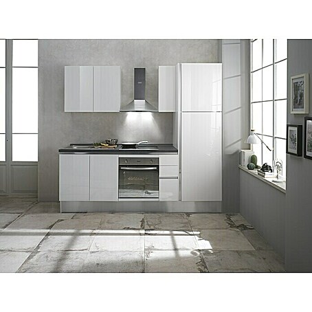 Marinelli Cucine Vormontierte Küchenzeile Giulia (Breite: 245 cm, Weiß, Mit Elektrogeräten, Dekor Arbeitsplatte: Marmoroptik, Spüle links)