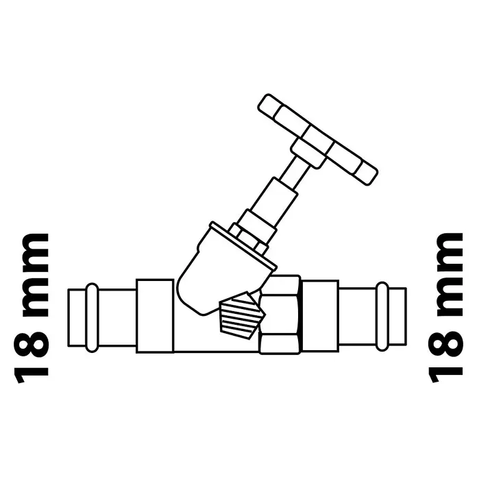 Absperrventil - Durchmesser: 18 mm, Mit Entleerung - Abstraktes Bild mit weißen Balken und einem Pentagon, das ein minimalistisches Design für moderne Anwendungen darstellt.