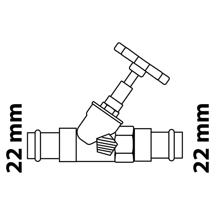 Absperrventil - Durchmesser: 22 mm, Mit Entleerung - Abstraktes Bild in Schwarz-Weiß mit geometrischen Formen und Linien, minimalistisches Design.