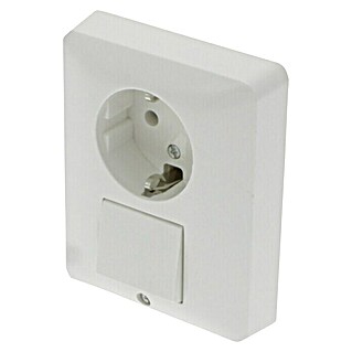 Peha Combinatie wandcontactdoos/schakelaar wisselschakelaar met randaarde, polarwit (Wit, Kunststof)