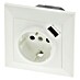 Q-Link Wandcontactdoos met randaarde wit, met USB 