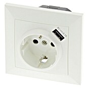 Q-Link Wandcontactdoos met randaarde wit, met USB (Kunststof, Wit) | BAUHAUS