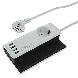 Q-Link Pc-stekkerdoos 4 x USB (Kunststof, Wit, Kabellengte: 1,5 m)