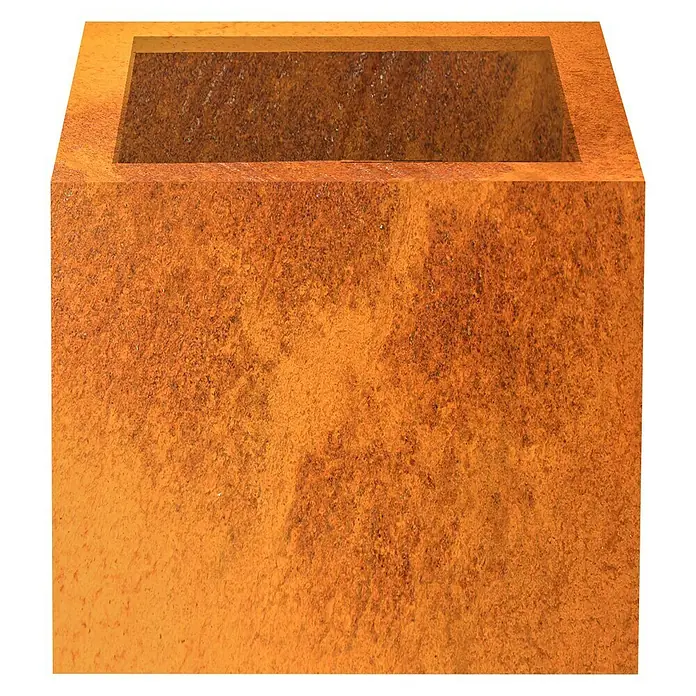 Palatino Exclusive Line Pflanzkasten Nora - 60 x 60 x 60 cm, Cortenstahl, Rotbraun - Rostfarbener Pflanzkübel aus Metall. Der Blumenkasten hat eine rechteckige Form und ein modernes Design.