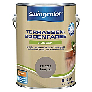 swingcolor Renovierfarbe Terrassenbodenfarbe RAL 7030 (Steingrau, 2,5 l, Seidenmatt, Wasserbasiert)