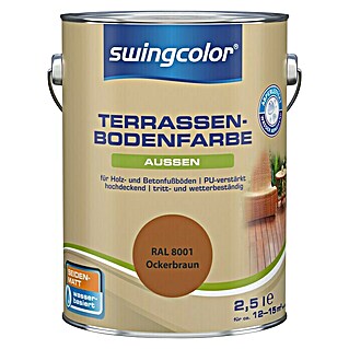 swingcolor Renovierfarbe Terrassenbodenfarbe RAL 8001 (Ockerbraun, 2,5 l, Seidenmatt, Wasserbasiert)