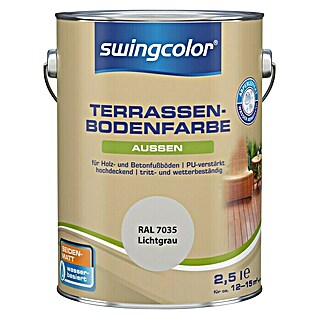 swingcolor Renovierfarbe Terrassenbodenfarbe RAL 7035 (Lichtgrau, 2,5 l, Seidenmatt, Wasserbasiert)