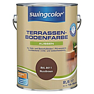 swingcolor Renovierfarbe Terrassenbodenfarbe RAL 8011 (Nussbraun, 2,5 l, Seidenmatt, Wasserbasiert)