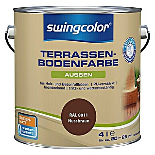 swingcolor Terrassenbodenfarbe Terrassenbodenfarbe RAL 8011 (Nussbraun, 4 l, Seidenmatt, Wasserbasiert)