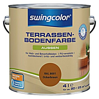 swingcolor Terrassenbodenfarbe Terrassenbodenfarbe RAL 8001 (Ockerbraun, 4 l, Seidenmatt, Wasserbasiert)