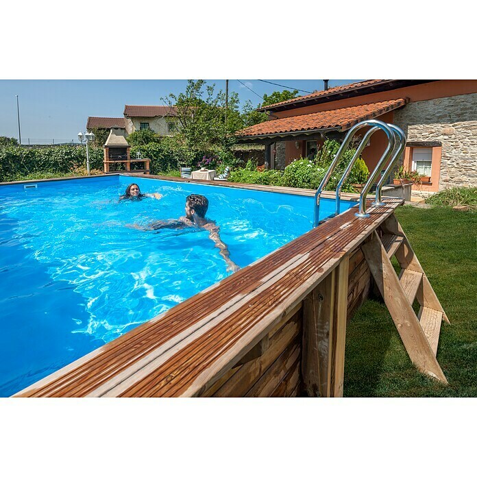 Gre Massivholzpool MangoL x B x H: 618 x 320 x 130 cm, 18,1 m³, Naturbraun Use Shot