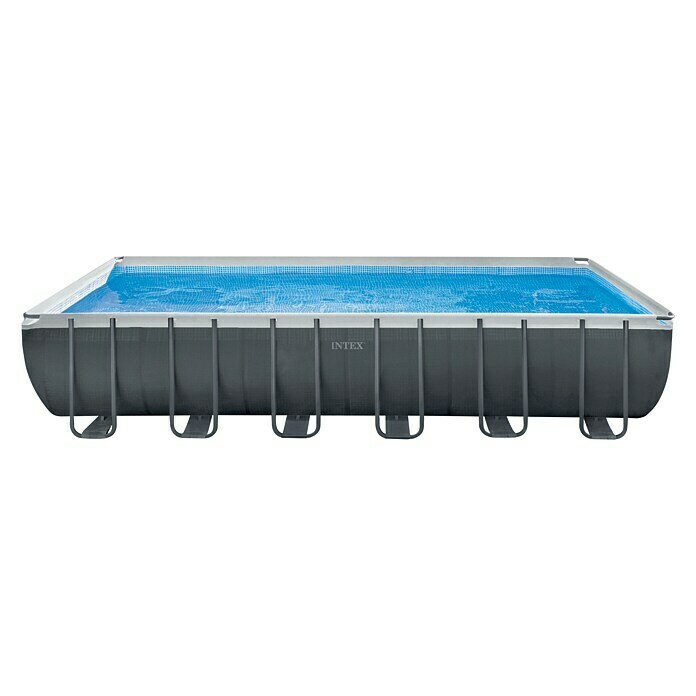 Intex Frame-Pool-Set Ultra Quadra XTRL x B x H: 732 x 366 x 132 cm, Fassungsvermögen: 31,8 m³, Dunkelgrau, Inkl. Sandfilteranlage Front View